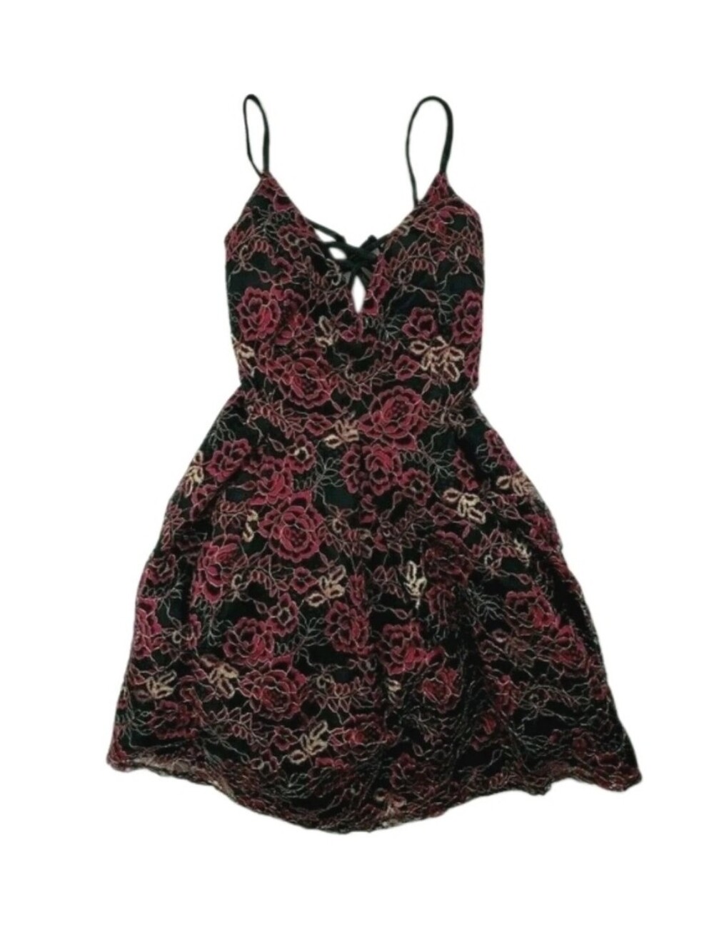 Jump Apparel Dress Womens 11/12 Y2K Floral Fit Flare Mini Short Lace Vintage Jr